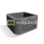Бетонный столбовой блок "Колотая фактура" 390х390х190мм черный