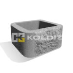 Бетонный столбовой блок "Колотая фактура" 390х390х190мм серый